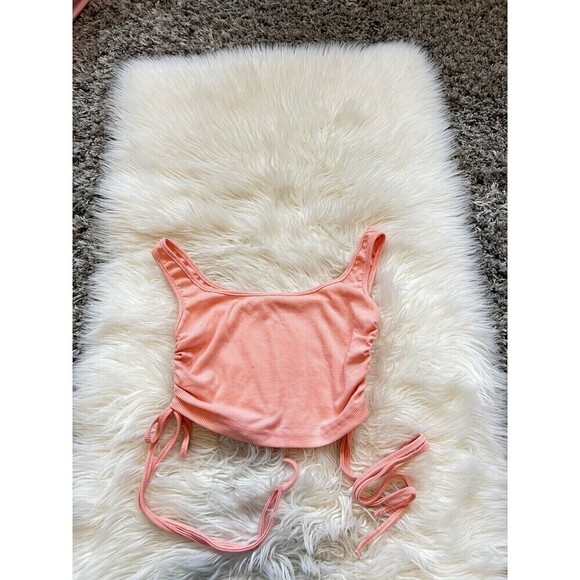 Peach Ruched Crop Top - Picture 1 of 1